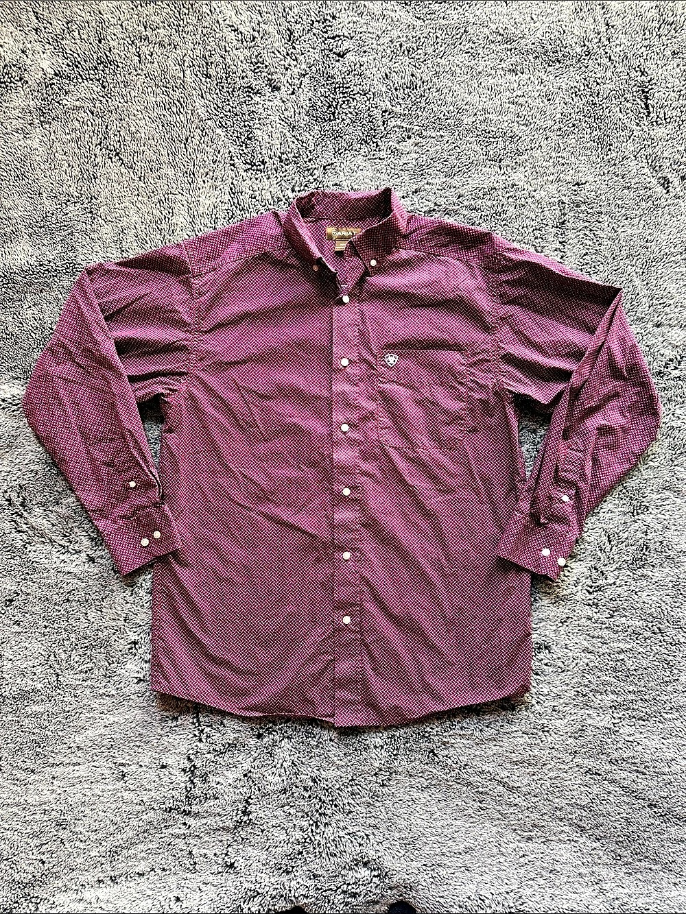 Ariat Men's Maroon Geometric Long Sleeve Button Down Western Shirt